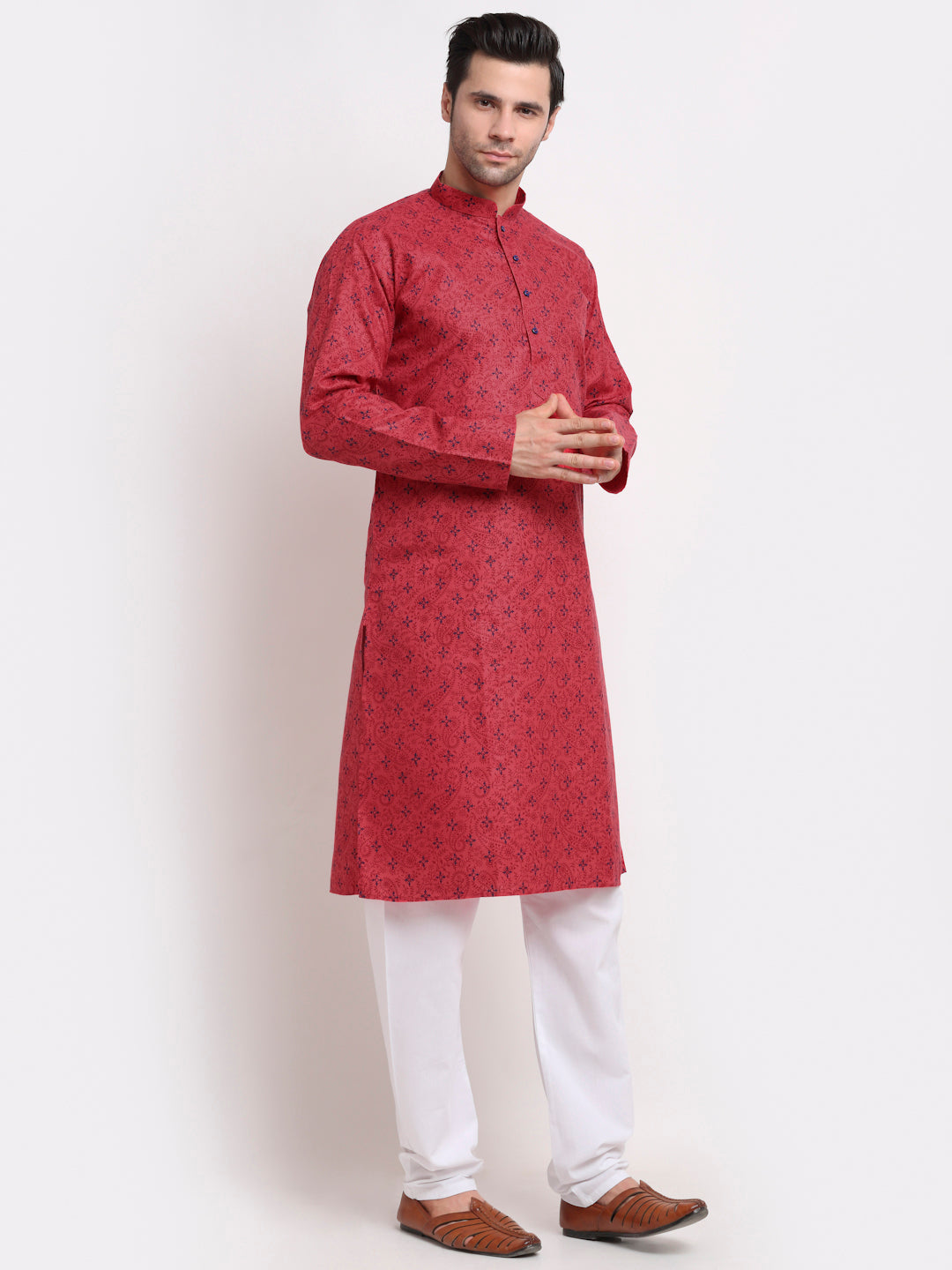 KRAFT INDIA Men Cotton Blend Floral Printed Kurta view 2