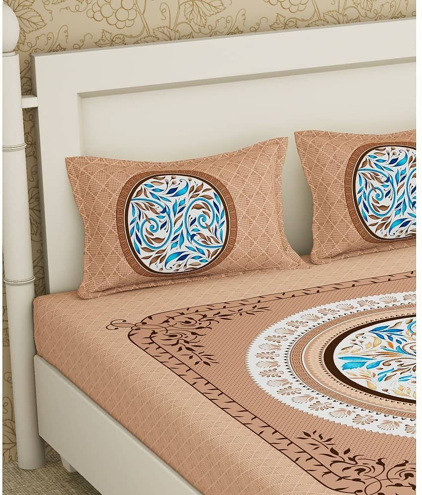 Cosito Cotton 1 Double Bedsheet with 2 Pillow Covers ( Brown ) view 2