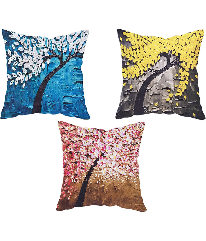 Crosmo Set of 5 Satin Graphic Square Cushion Cover (40X40)cm - Multicolor view 2