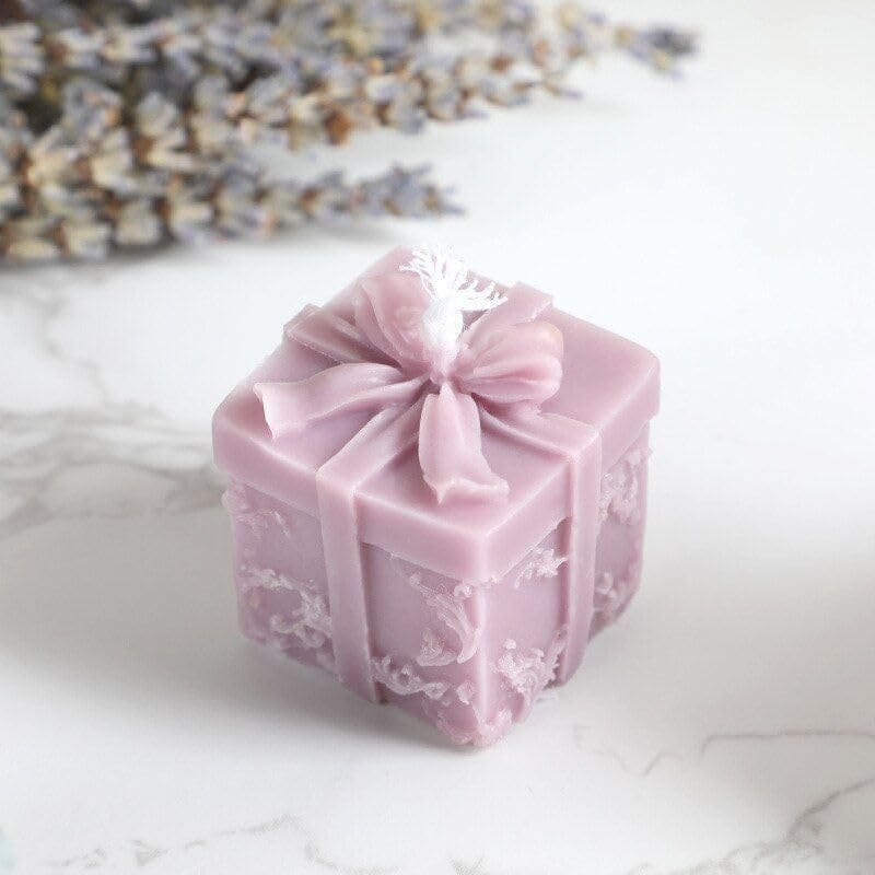SS ENTERPRISE Organic Soy Wax Gift Shape Candle for Home Decor | Scented Aromatic Fragrance Candles | Smoke-Free Pillar Candles (Pack of 2, Purple-Yellow) view 2