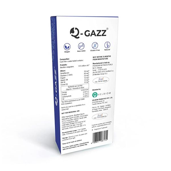 Velbiom Q GAZZ Probiotic and Health Supplement ,30 Tablets view 2