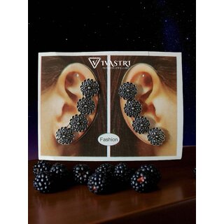 Vivastri Flower Oxidised Silver Alloy Earcuff,Cuff Earrings for Women & Girls [VIVA2794ERG] (Pack of- 1 Pair Earring)