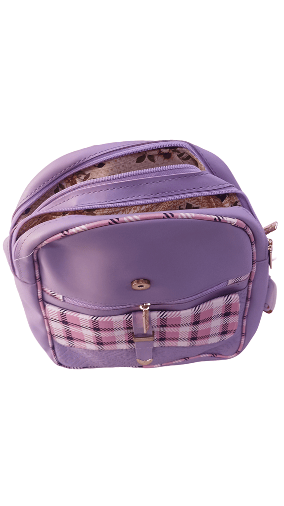 Stylish and Functional Women's PU Leather Backpack with Plaid Flap and Adjustable Straps view 2