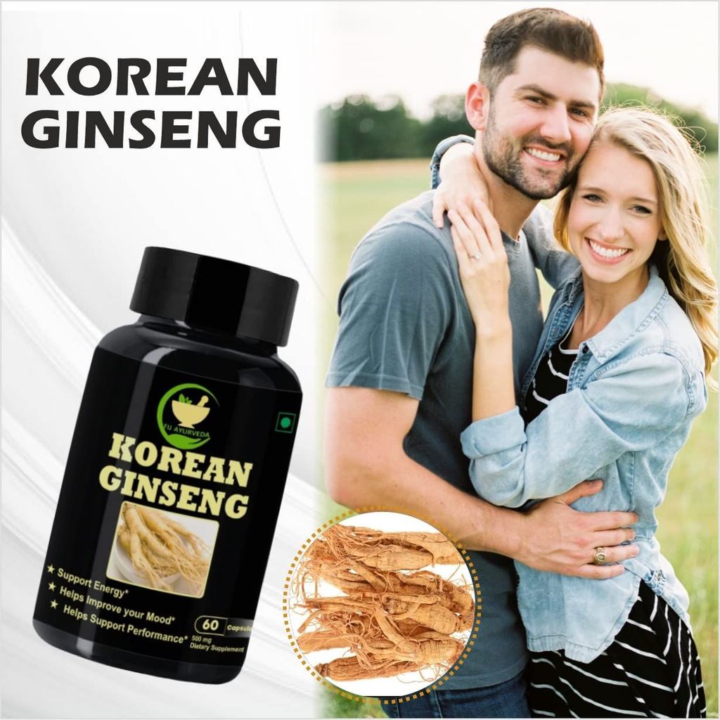 FIJ AYURVEDA Korean Ginseng Root Extract Dietary Supplement | Strength, Stamina & Energy � 500mg 60 Capsules view 2