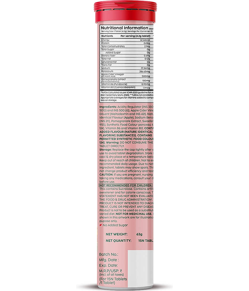 Plix Apple Cider Vinegar 15 Effervescent Tablets Orange Flavour with Vitamin B12 (15 No) view 2
