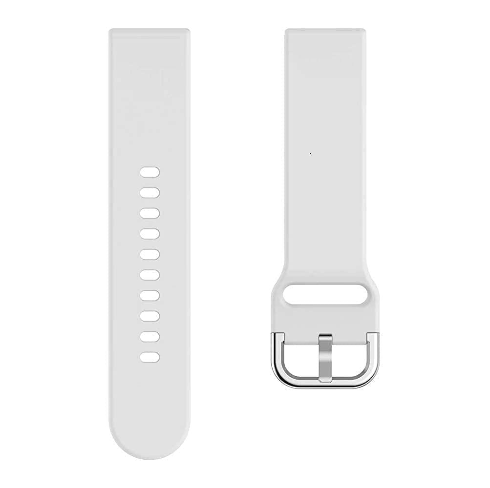 Exelent Silicone 19mm Replacement Band Strap with Metal Buckle Compatible with Smart Watch White view 2