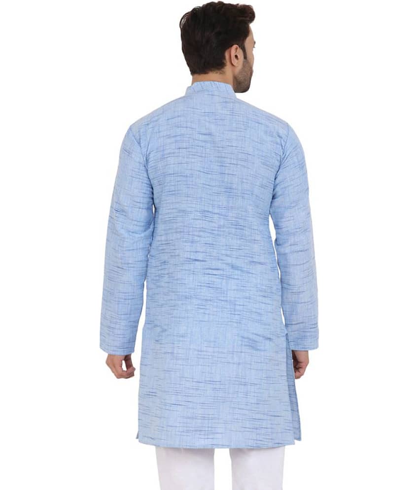 Latest Chikan - Blue Cotton Men's Regular Kurta ( Pack of 1 ) view 2