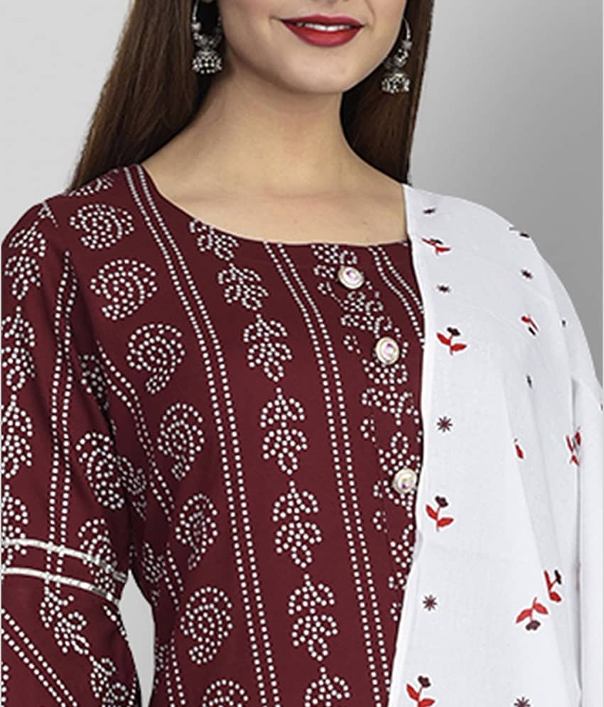 Lee Moda - Maroon Straight Rayon Women's Stitched Salwar Suit ( Pack of 1 ) view 2