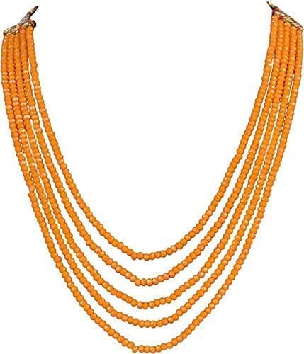Manbhar Gems - Semi Precious Crystal Gemstone Beads Five Layer Necklace For Girl and Women Round Faceted Beaded Mala Fashion Jewellery view 2