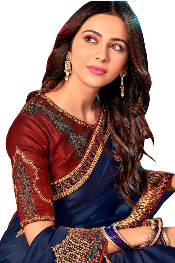 HHK Fashion Women's Work Dolla Silk 5.5 Meter Saree with Unstitched Blouse Piece view 2
