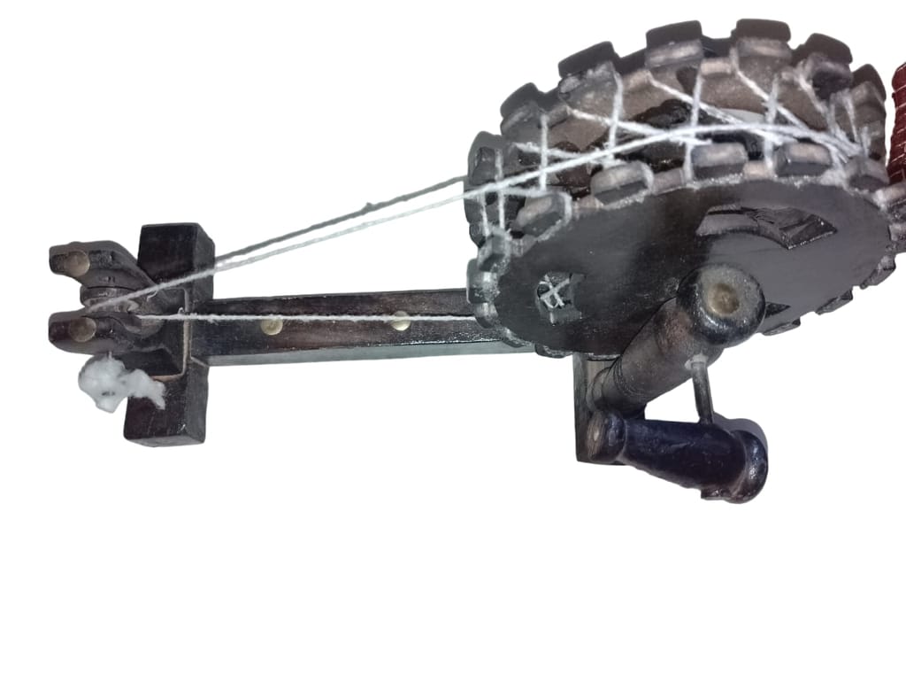 Assamese Heritage Jotor-a Wooden Showpiece - Handcrafted Weaving Tool Replica view 2