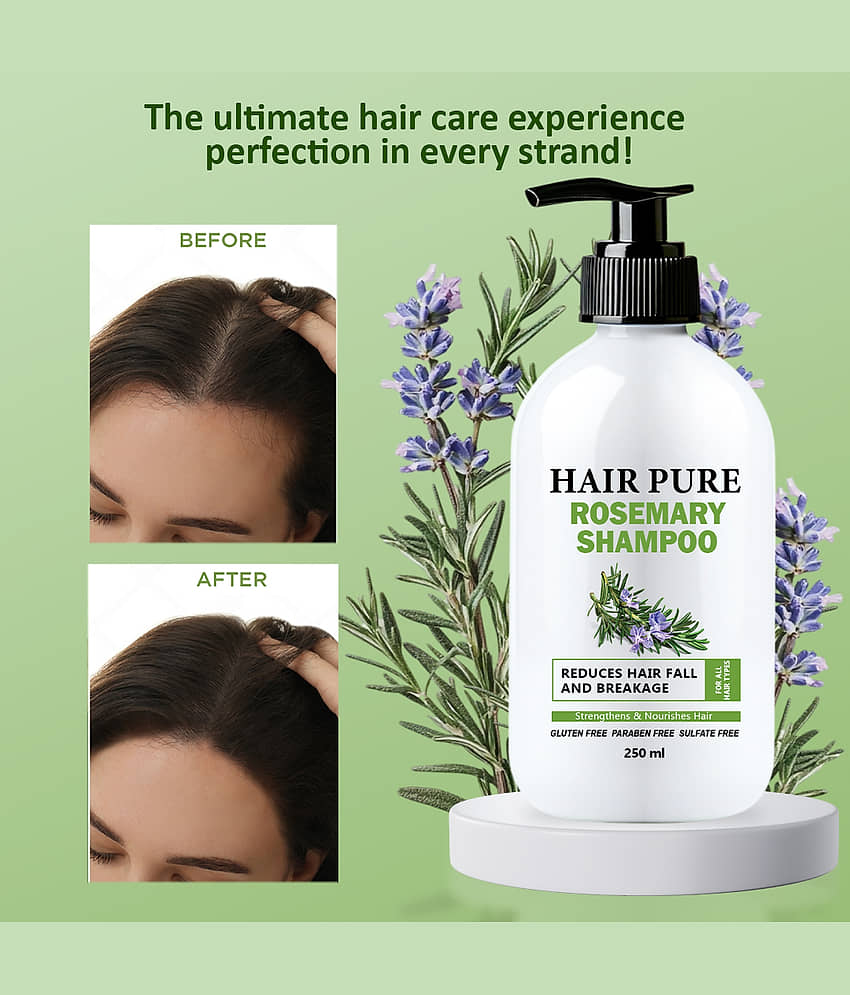 Hair Pure Rosemary Shampoo & Conditioner Combo | With Natural Rosemary Extracts | Reduces Hair Fall & Breakage | Strengthens, Nourishes & Promotes Healthy Hair Growth | Frizz Control, Smooth & Shiny Hair for All Hair Types | 250 ml Each (Pack of 2) view 2