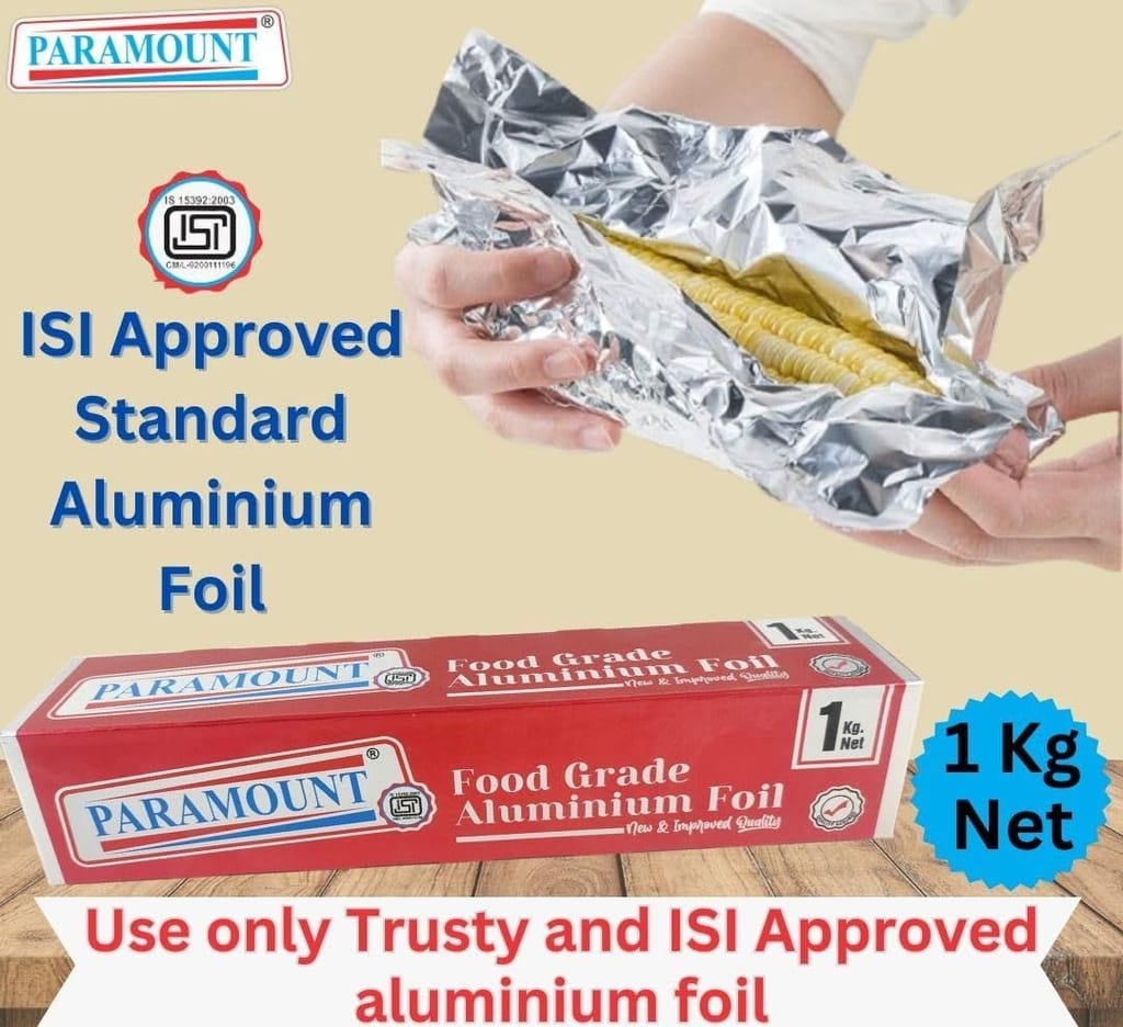 Paramount 1 Kg Net ISI Marked Food-Grade Aluminium Foil Roll - Durable, Hygienic & Safe for Cooking, Wrapping & Storing Food view 2