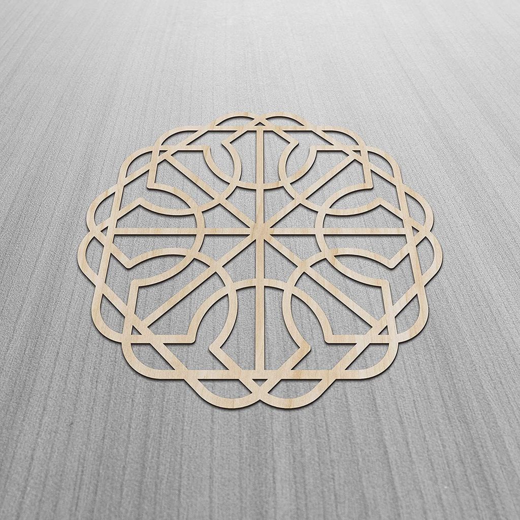 Haoser Mandala Wooden Wall Art, Whirl Look Lattice Abstarct Geometric, Birch Wood Plywood Rustic Wall Art Accent for Hallway Bedroom Living Room Cafes and Offices (Mandala Design-16_30CM) view 2