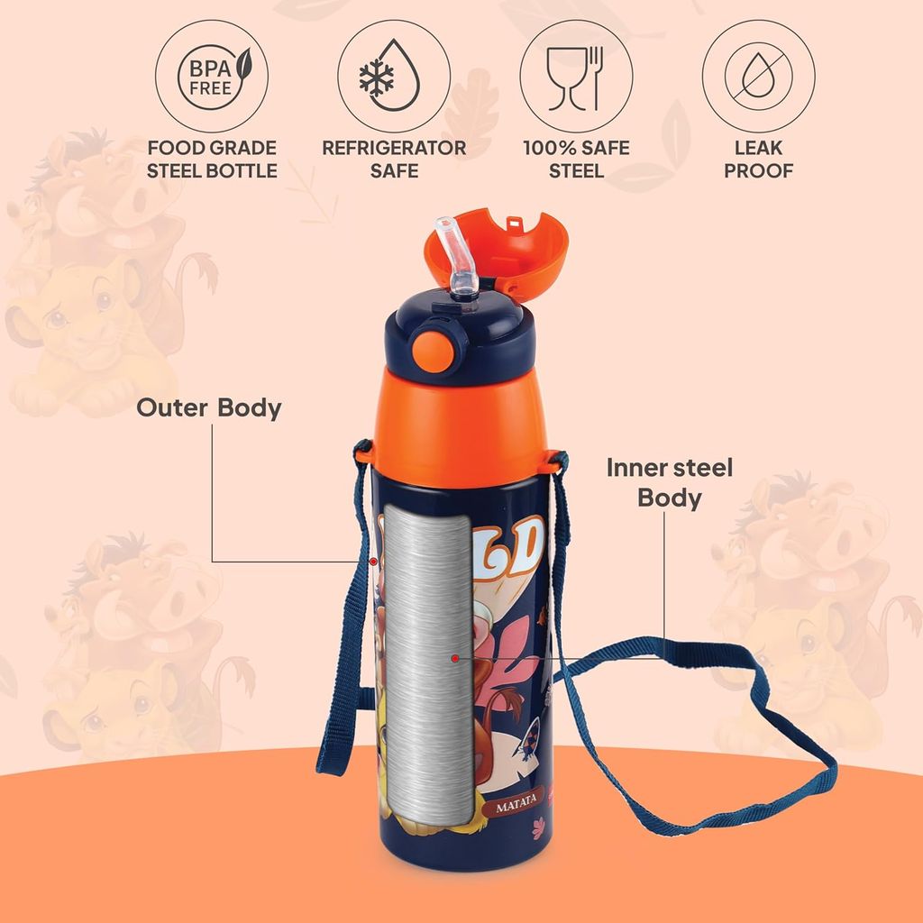 CELLO Kidzbee Series Orb 400 Inner Steel Insulated Water Bottle, 380ml| 3D Touch & Feel Mickey Family Design | Leakproof Flip Top Spout, Easy to Carry | Cold Water Bottle for Kids School view 2