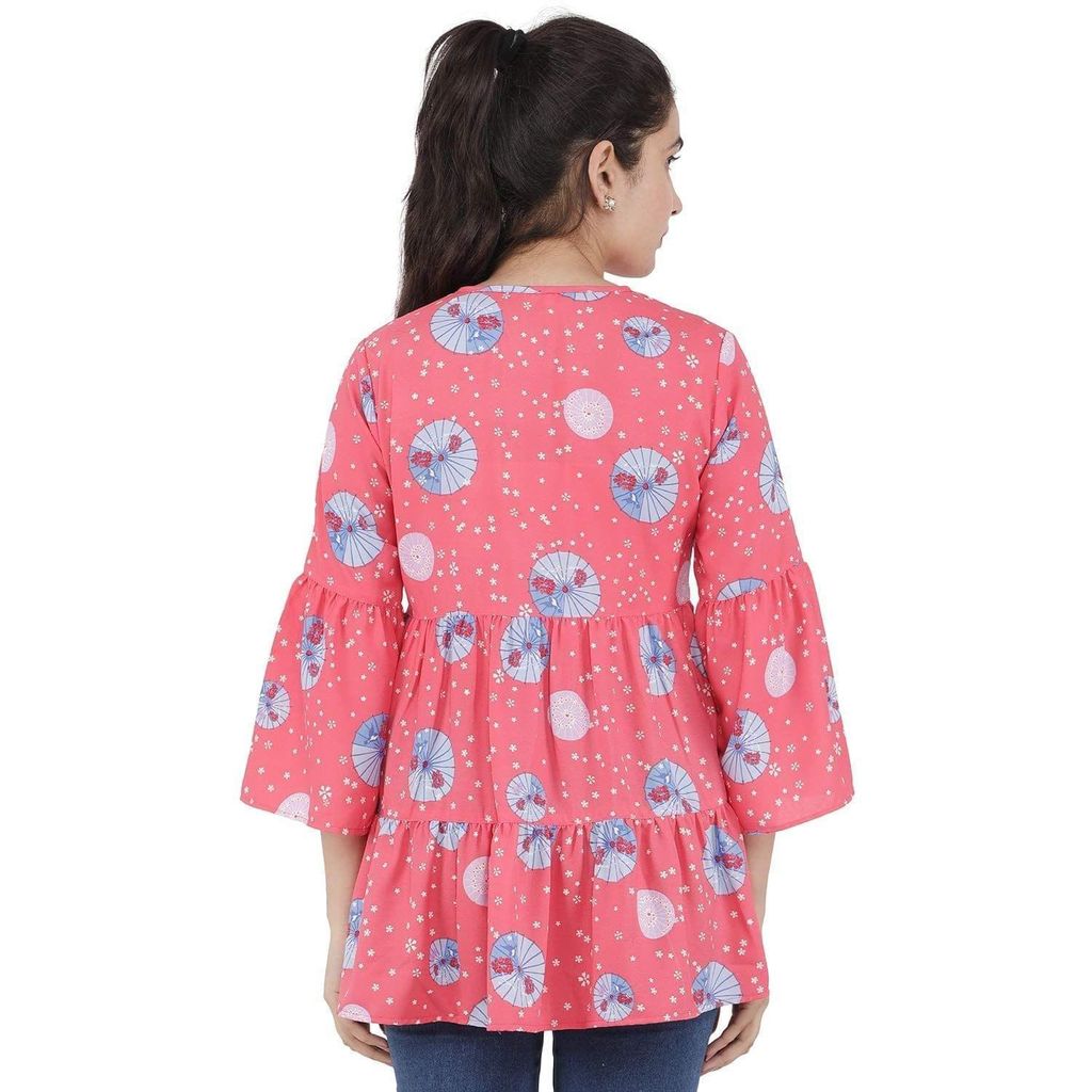 KULFI Women's Pink Printed Polyester Tunic view 2