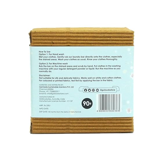 Goli Soda All Natural Probiotics Stain Removing Laundry Bar - 90 Gms (Pack Of 2) view 2