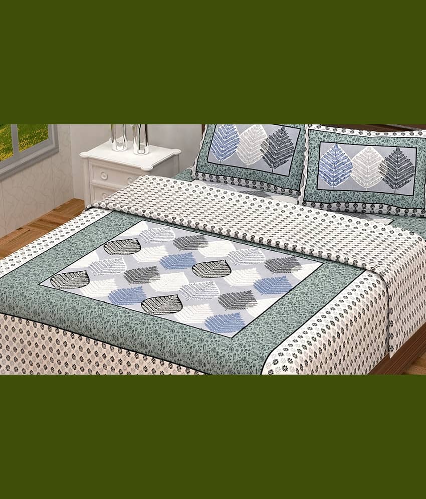 PETROSOLY Cotton 1 Double Bedsheet with 2 Pillow Covers ( Green ) view 2