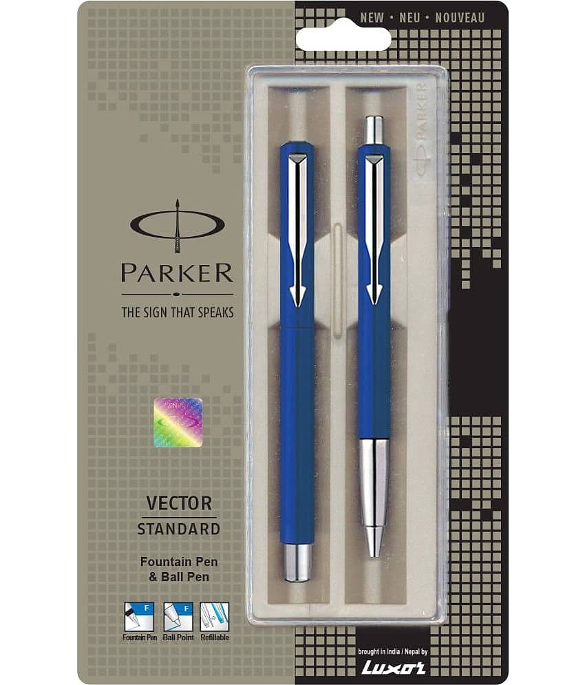Parker Vector Standard Fountain Pen + Ball Pen Pen Gift Set (Pack Of 2, Blue) view 2