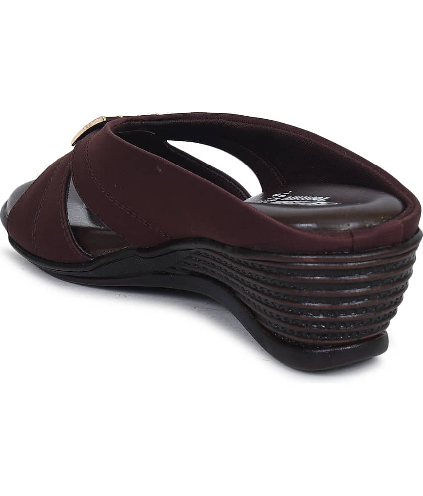 Ajanta Brown Women's Slip On Heels view 2