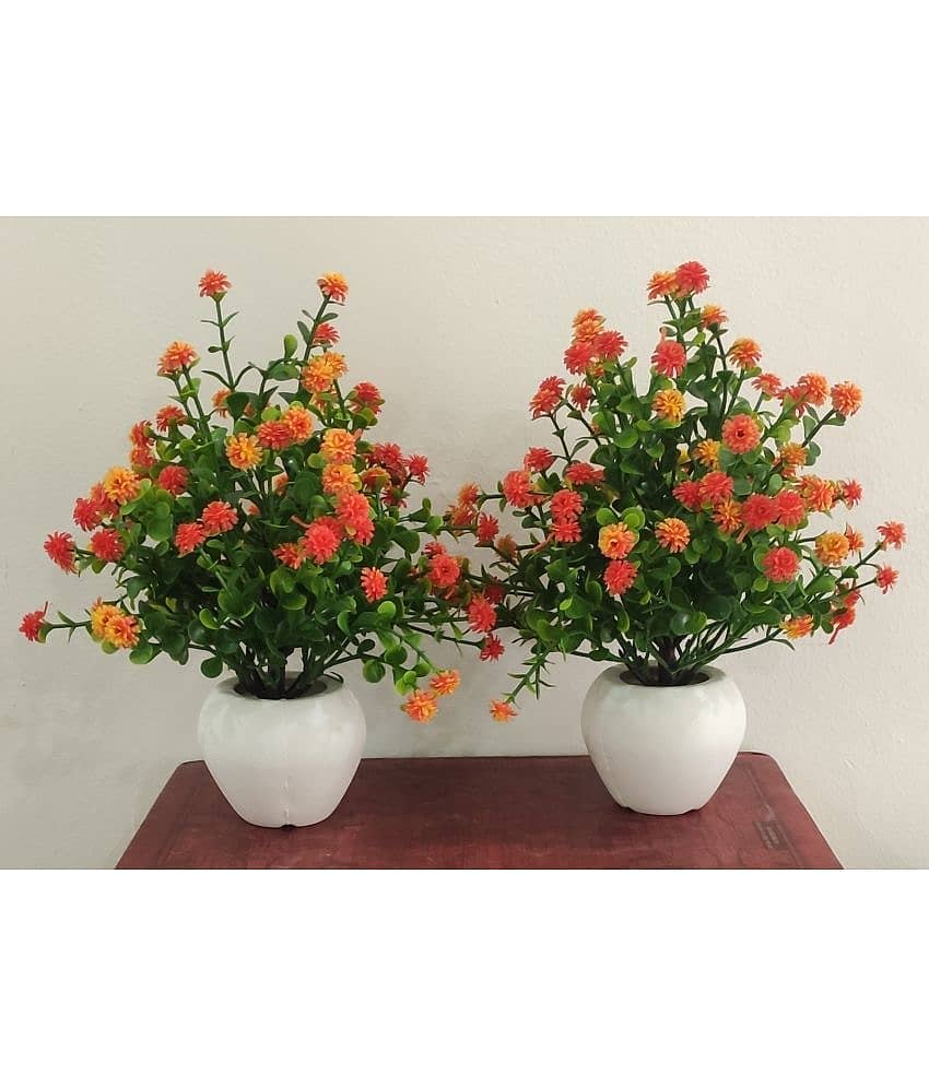 BAARIG - Orange Daisy Artificial Flower ( Pack of 2 ) view 2