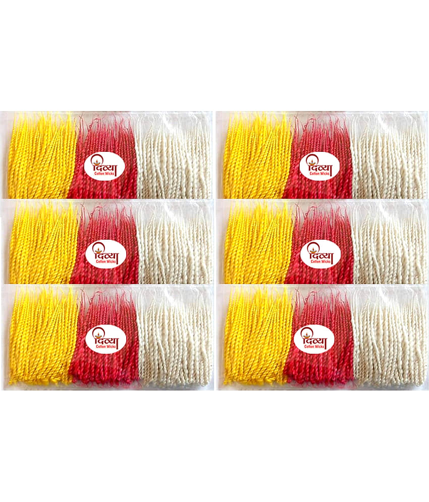 Long Cotton Wicks - Twisted Diya Batti 400 Pieces (Pack of 6) view 2