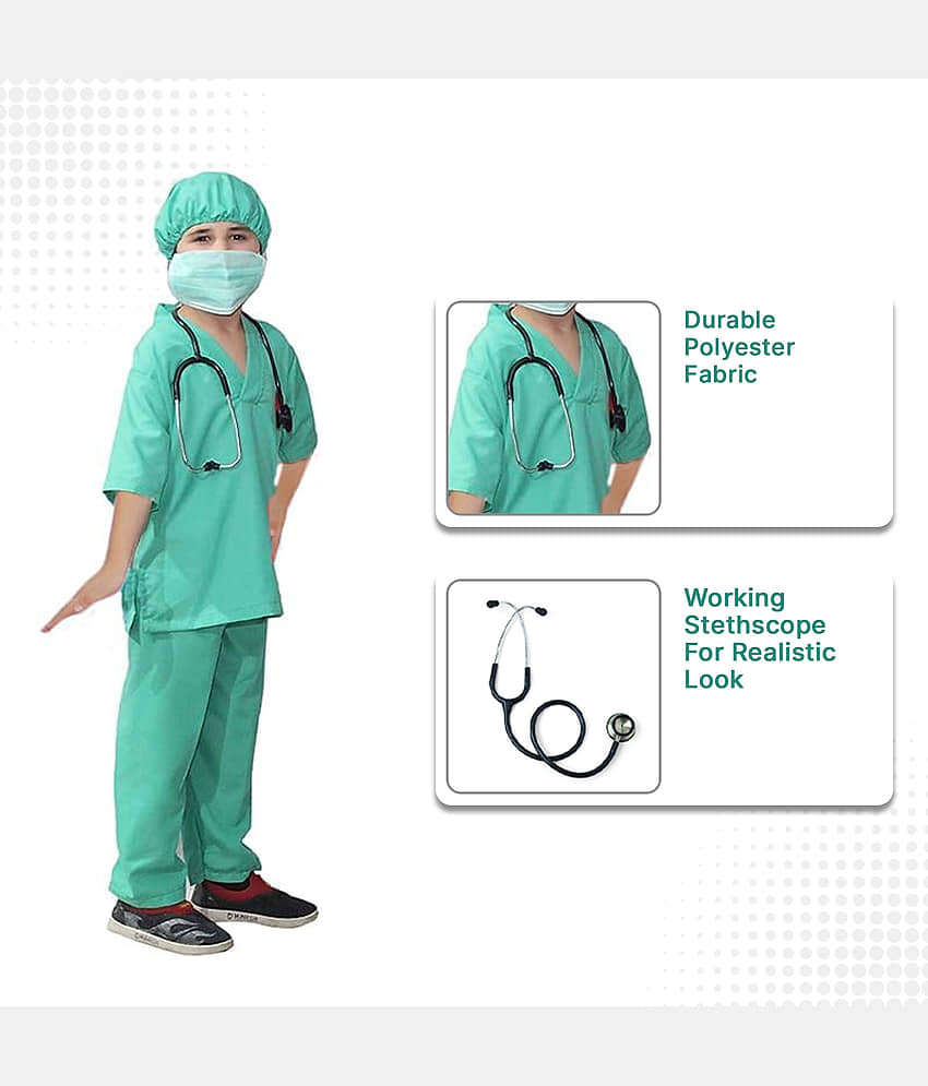 Kaku Fancy Dresses Surgeon Dress For Kids /Doctor Costume with Pla Tools/ Our Helper Costume - Green, 7-8 Years, For Boys & Girls view 2