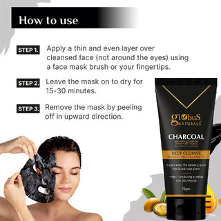 Globus Naturals Charcoal Peel Off Mask Deep Cleanse Enriched with Vitamin E Argan Oil 75gms view 2