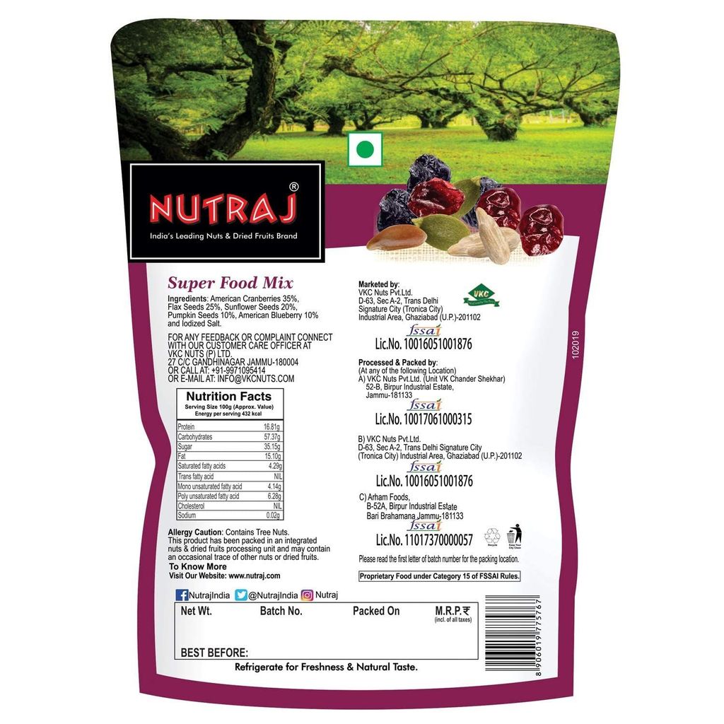 Nutraj Super Food Mix - American Cranberries, American Blueberry, Flax Seeds, Sunflower Seeds & Pumpkin Seeds view 2