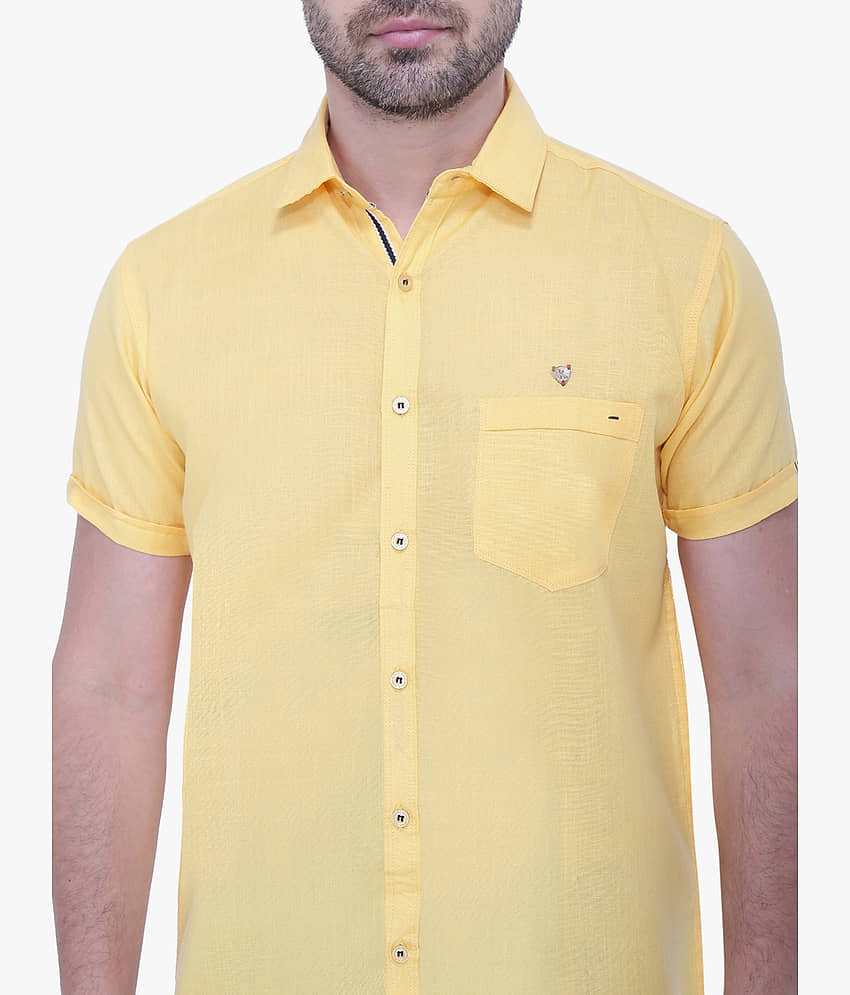 Kuons Avenue - Cream Linen Slim Fit Men's Casual Shirt ( Pack of 1 ) view 2