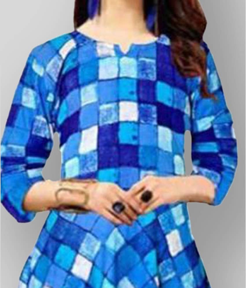 Frionkandy - Blue Rayon Women's A-line Dress ( Pack of 1 ) view 2