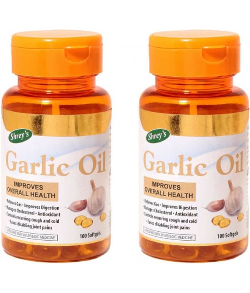 Shrey's Garlic Oil for Digestion, Skin & Immunity (Improves Overall Health) 200 no.s Minerals Softgel