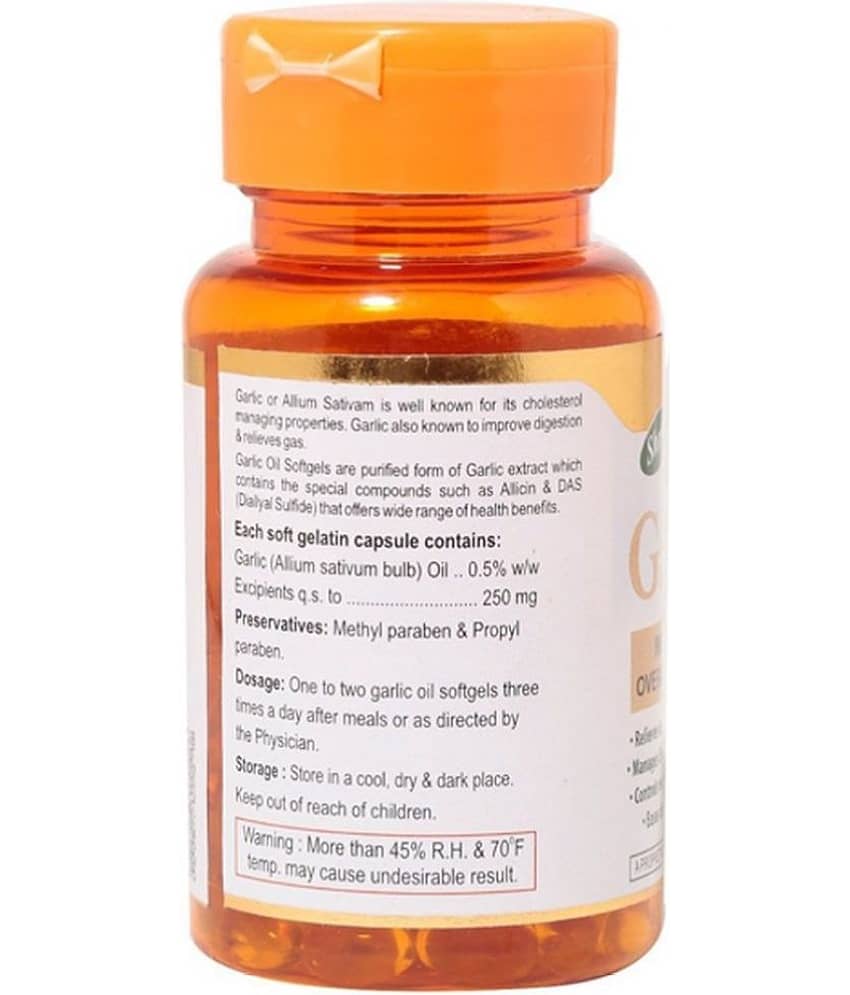 Shrey's Garlic Oil for Digestion, Skin & Immunity (Improves Overall Health) 200 no.s Minerals Softgel view 2