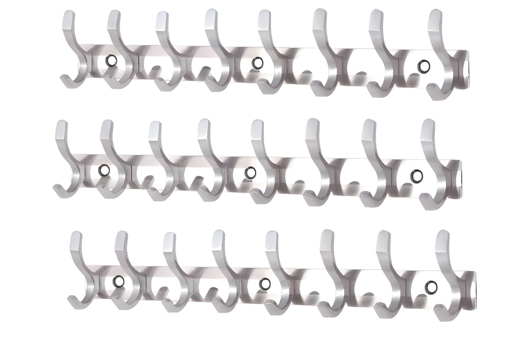 Shoptry S Type Stainless Steel Pin Cloth Hanger Wall Hooks Rail for Hanging Clothes Bathroom Wall Door for Hanging Keys,Towel