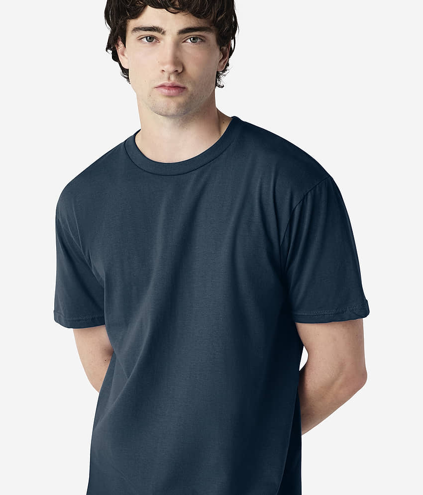 Gildan Cotton Regular Fit Solid Half Sleeves Men's Round T-Shirt - Navy ( Pack of 1 ) view 2