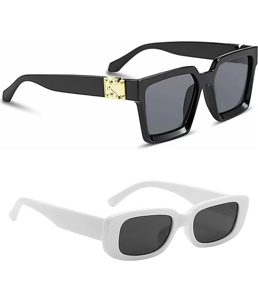 Kanny Devis - Black Rectangular Sunglasses ( Pack of 2 ) view 2