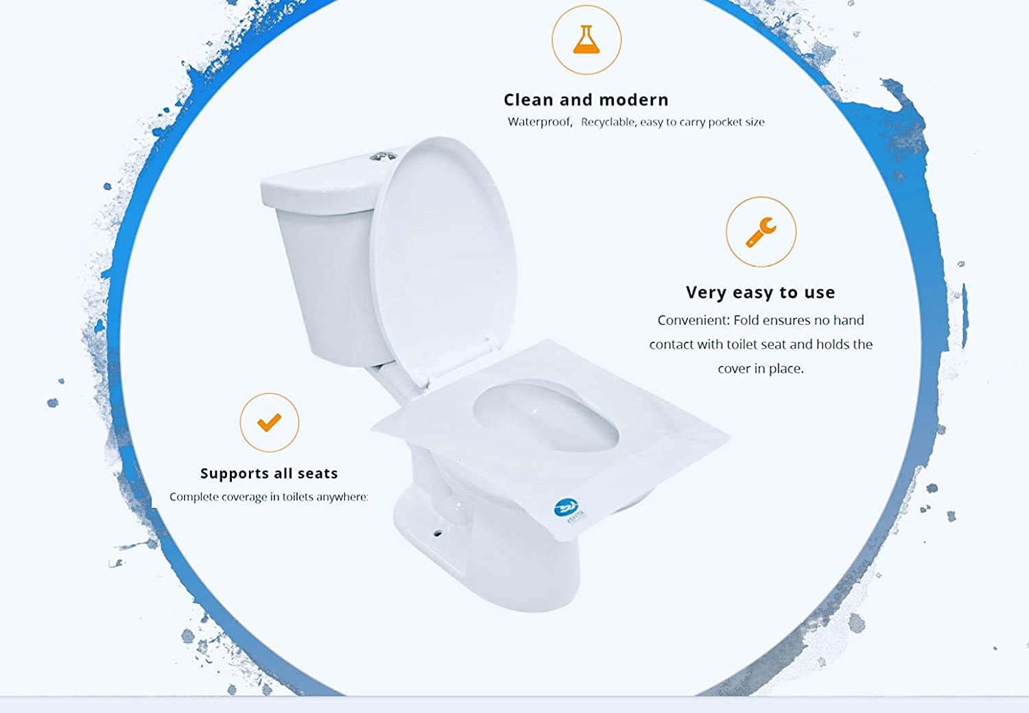ISHTA Disposable Waterproof Toilet Seat Covers - 25 Covers (5 Covers/Pack - 5 Pack) | Fabric Based | Fold To Hold So No Contact With Unhygienic Seats | Hygiene Anytime Anywhere view 2