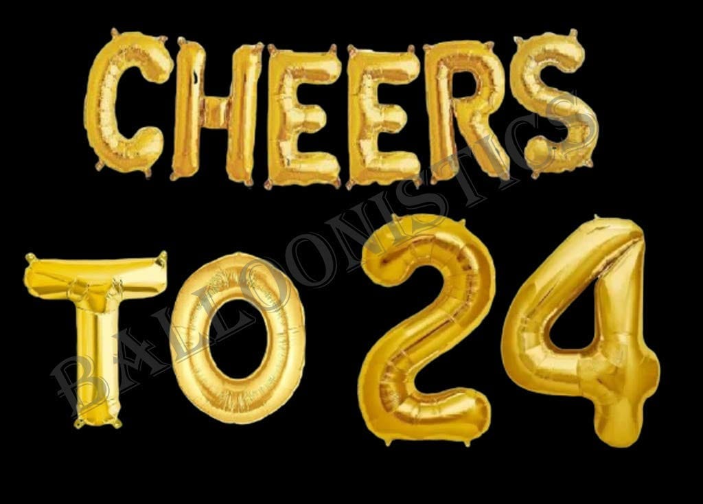 Balloonistics Cheers to Twenty Four Foil Balloon Combo Number 24 Foil Balloon for Birthday and Anniversary view 2