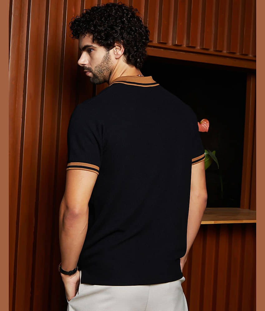 ENITOR Men Cotton Blend Regular Fit Solid Polo T Shirt ( Peach ) view 2