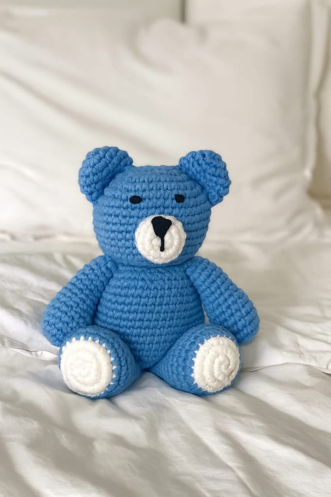 Handmade Crochet Blue Bear - Adorable Stuffed Animal