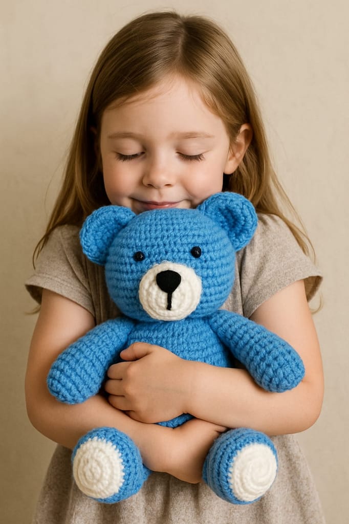 Handmade Crochet Blue Bear - Adorable Stuffed Animal view 2