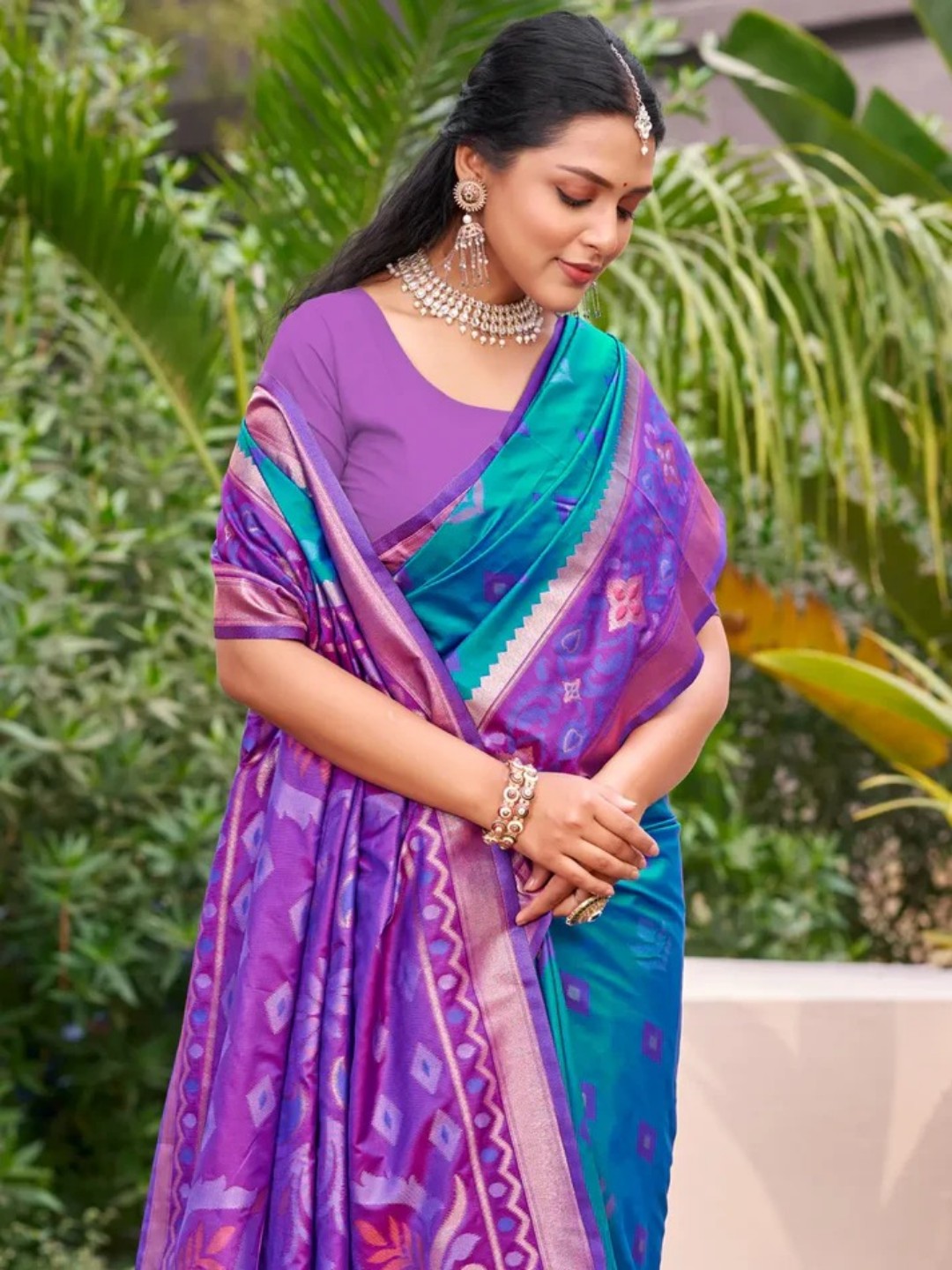Sky Blue Silk Saree view 2