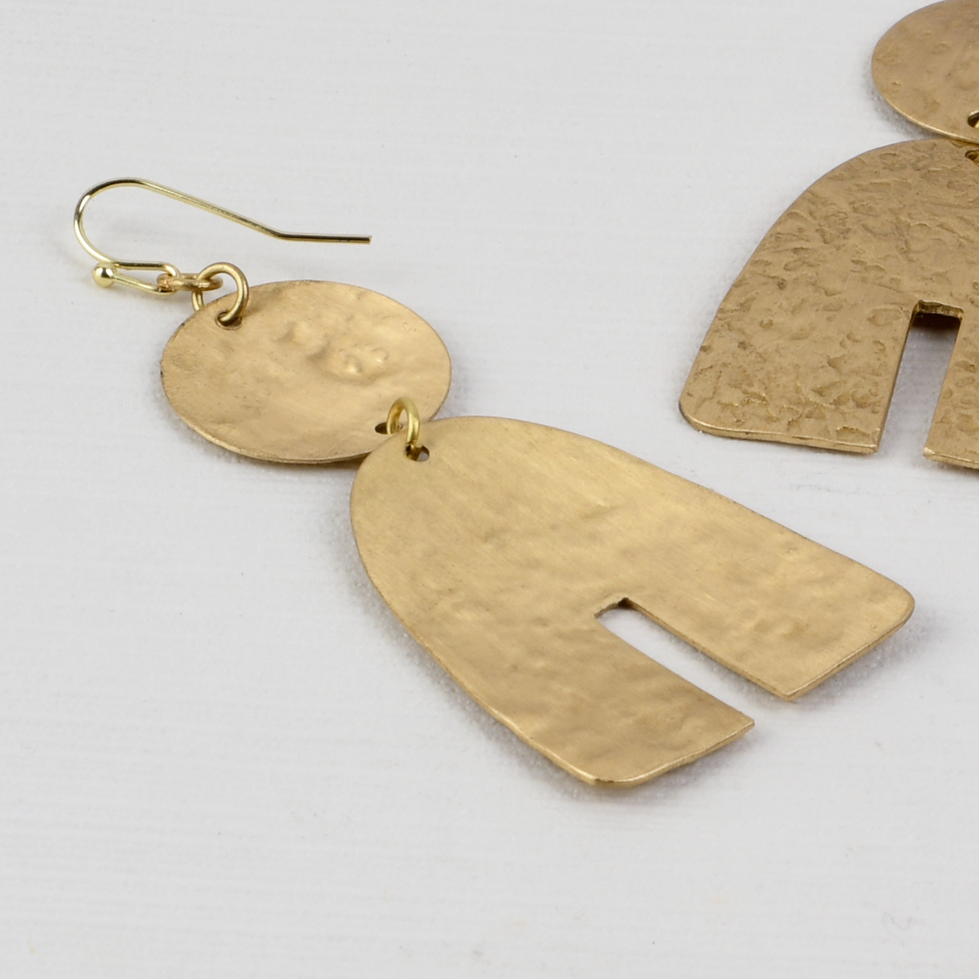 Handcrafted Brass Textured Earring view 2