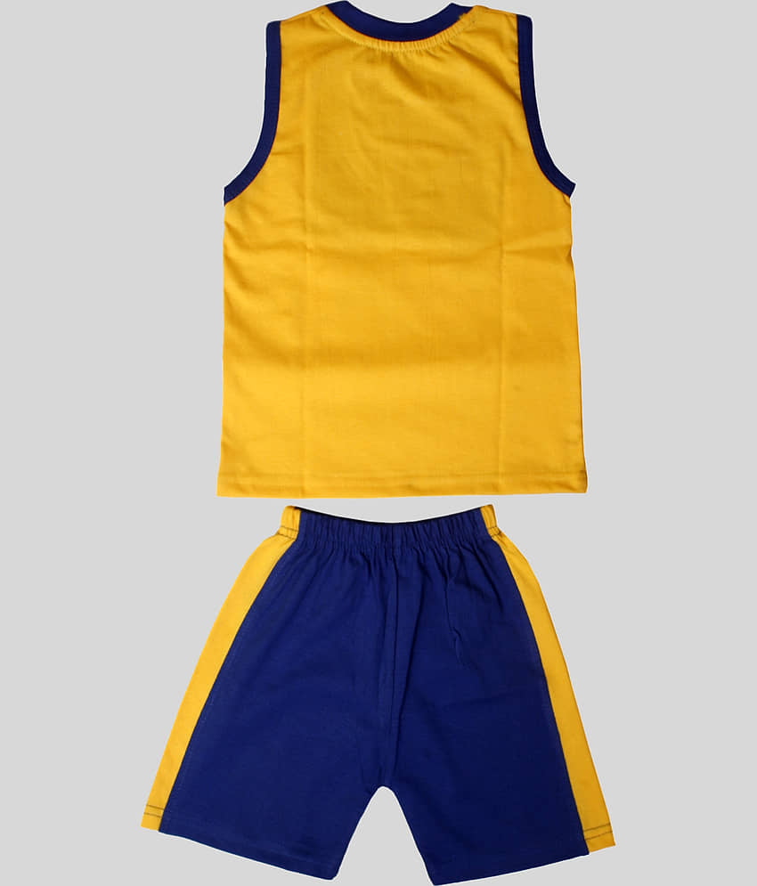 TRITI Pack of 1 Boys Cotton T-Shirt & Shorts Set ( Yellow ) view 2