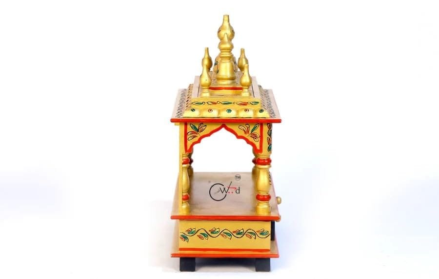 Wood To Cart® Beautiful MDF Wooden Temple/Pooja Mandir for Home and Office/Wall Mounted Temple/Puja Stand (Gold - 15x8x18 inches) view 2