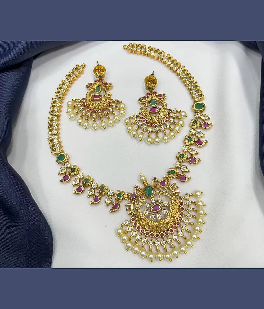 ROFARWORD Gold Brass Necklace Set ( Pack of 1 ) view 2