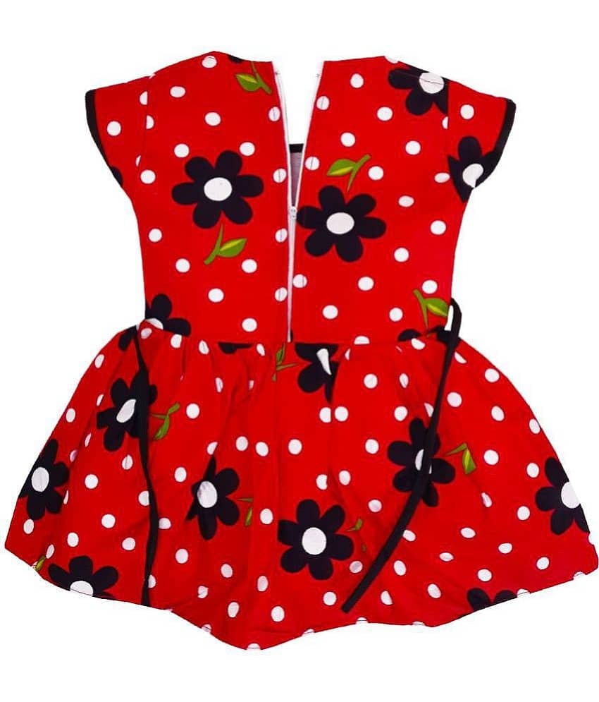 LITTLE PANDA Pack of 1 Baby Girls 100% Cotton Frock ( Red ) view 2