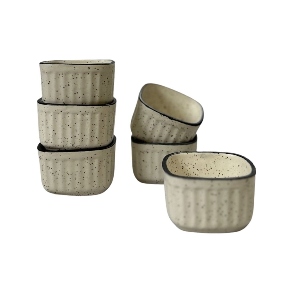 Ceramic Dining Matte White Square Ceramic Dip Bowls Set of 6 || Ketchup Bowls || Sauce Bowls || Chutney Bowls view 2