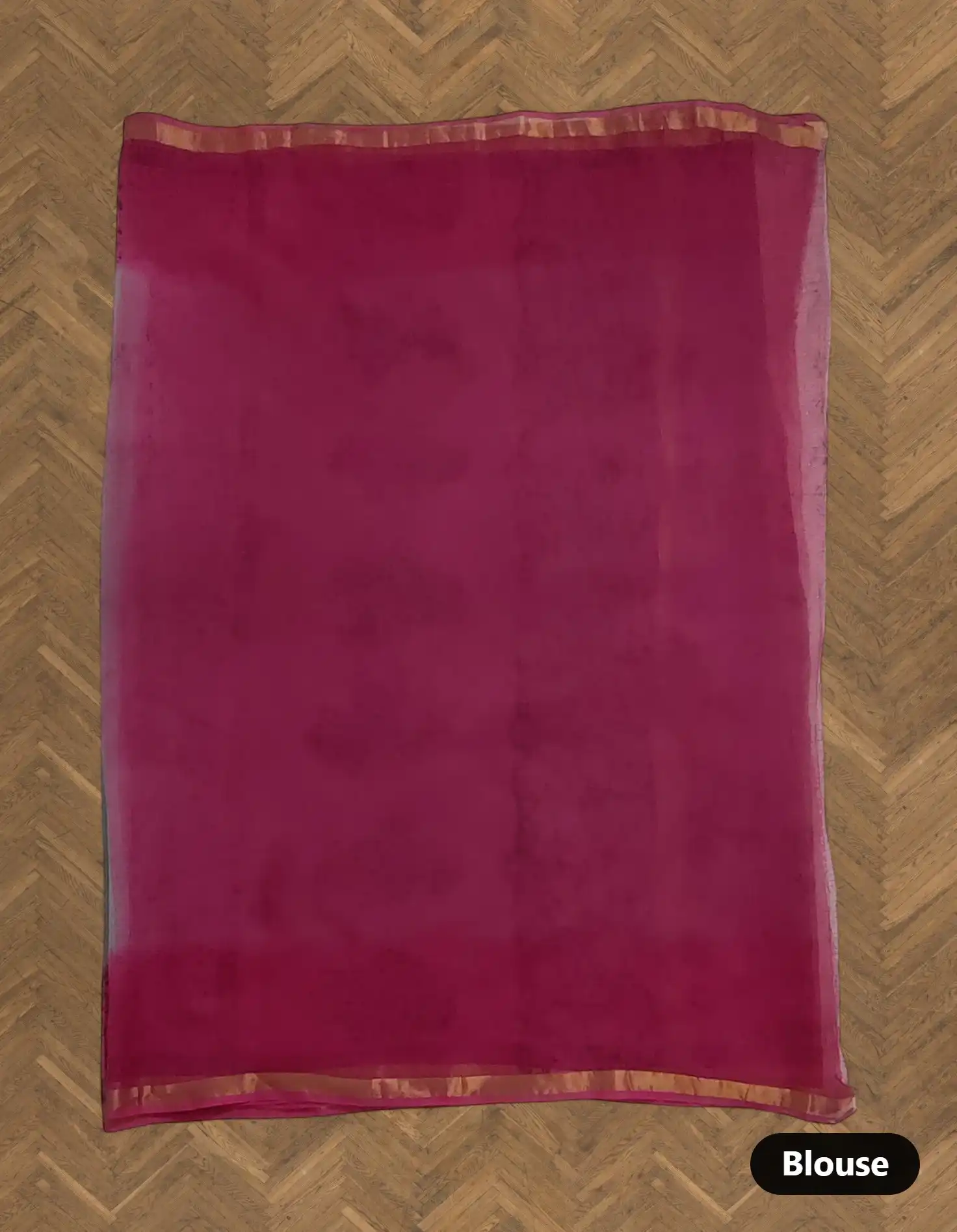 Handloom Kota Doria Saree with Block Print and Zari Border view 2