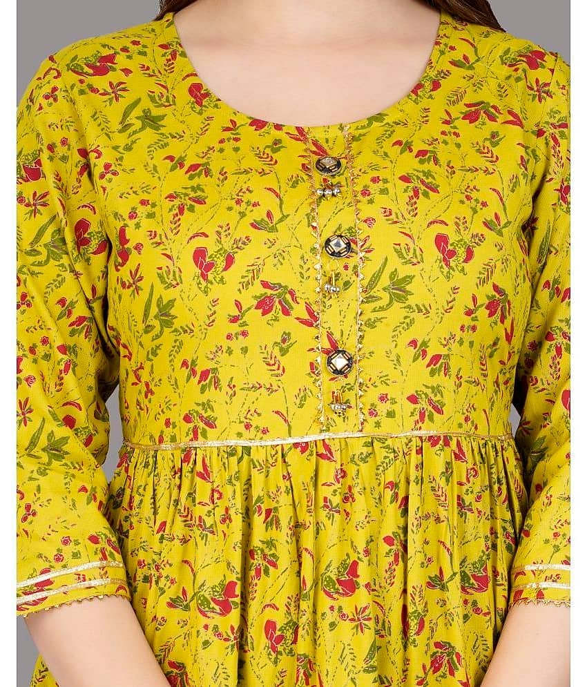 Smien - Navy Blue Cotton Women's Anarkali Kurti ( Pack of 1 ) view 2